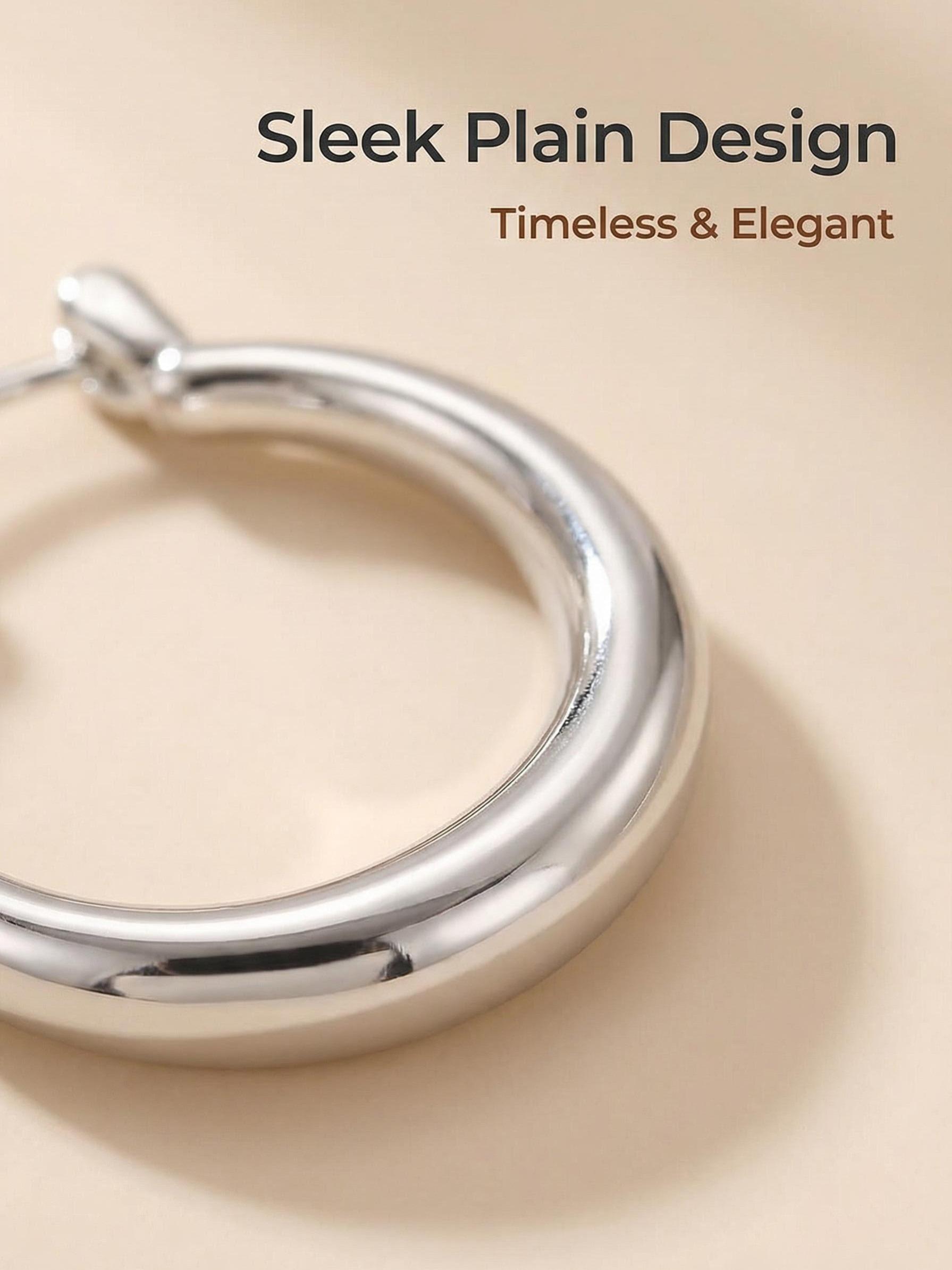 High-End Glossy Hoop Earrings, Lightweight Luxury Smooth Circle Studs, Elegant Random Print Design, All Seasons Wearable Jewelry