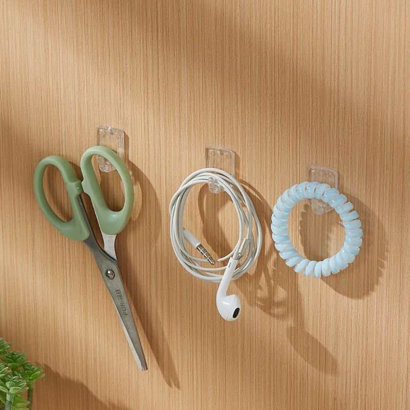 9/18/36/72pcs No-Drill Strong Adhesive Hooks, Seamless Wall Mounting, Sticky Hooks for Kitchen Bathroom Door Back Storage