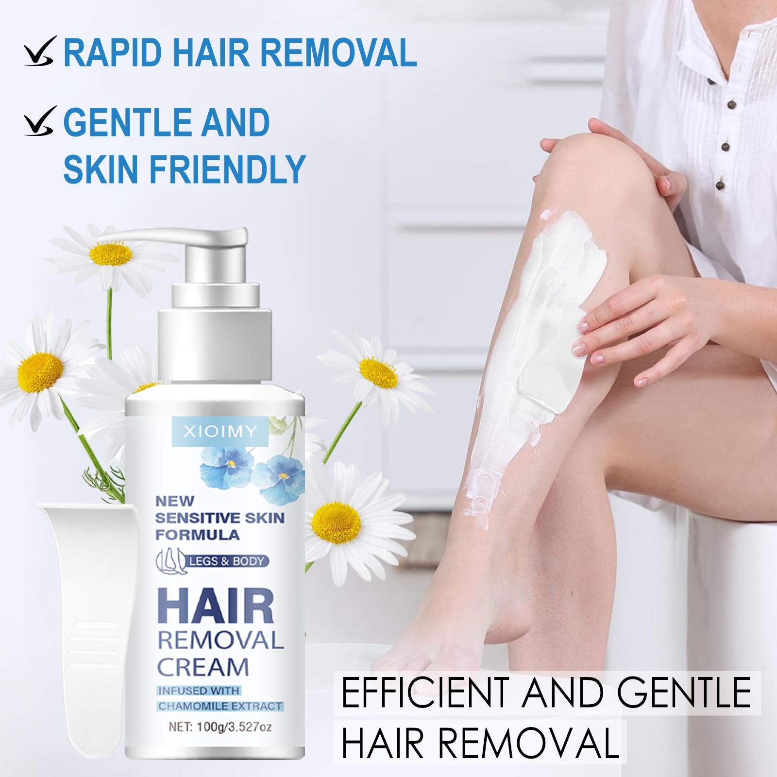 100g Strong Hair Removal Cream, Natural Ingredients, Chamomile Infused, Pain-Free Gentle Formula with No Irritation, Quick Hair Removal for Lips, Armpits, Legs