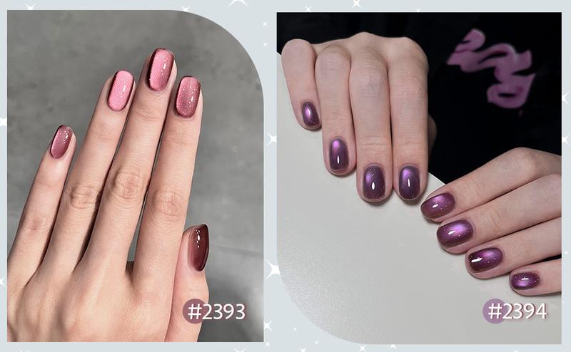 GAOY Aurora Borealis Cat Eye Uv Gel Nail Polish Set with Magnet, Glitter Galaxy for Holographic Cat Eye Holiday Gift Pick, Salon Gel Manicure and Nail Art DIY at Home