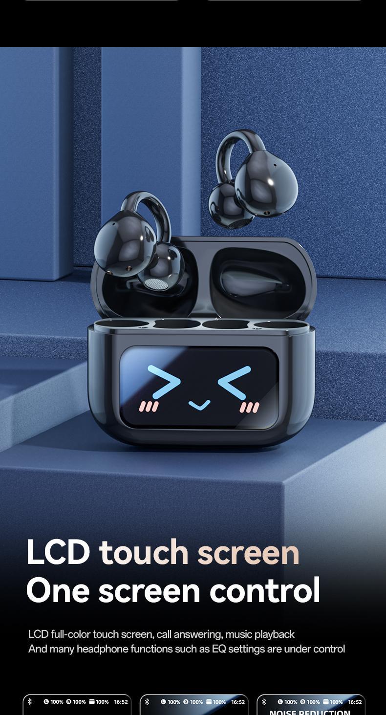 Wireless Bluetooth headset with audio-visual futuristic touch screen audio wireless headset for music and phone