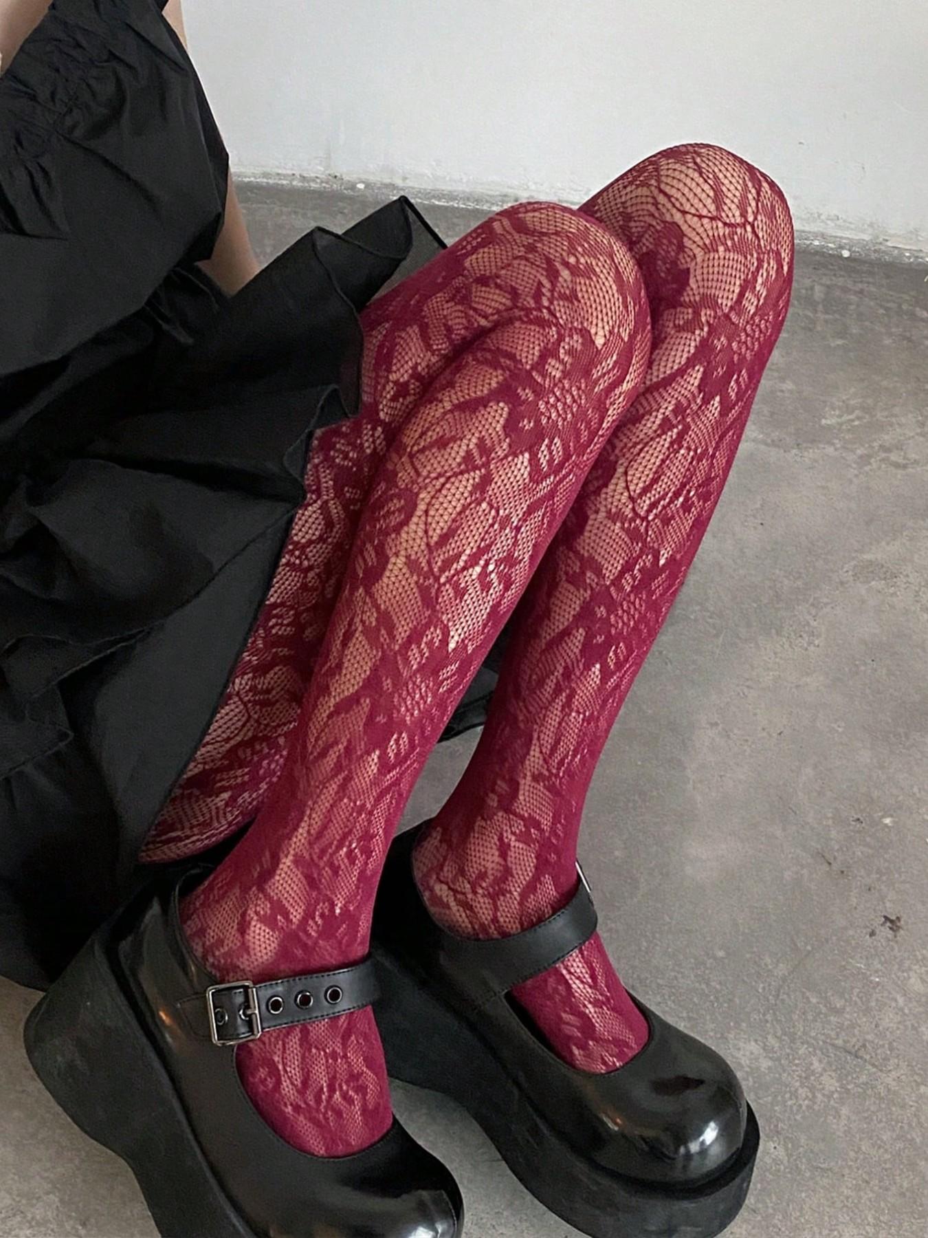 Vintage Black Floral Lace Tights✨ Add elegant vibe to your skirt fits! Perfect for date nights, parties & daily chic