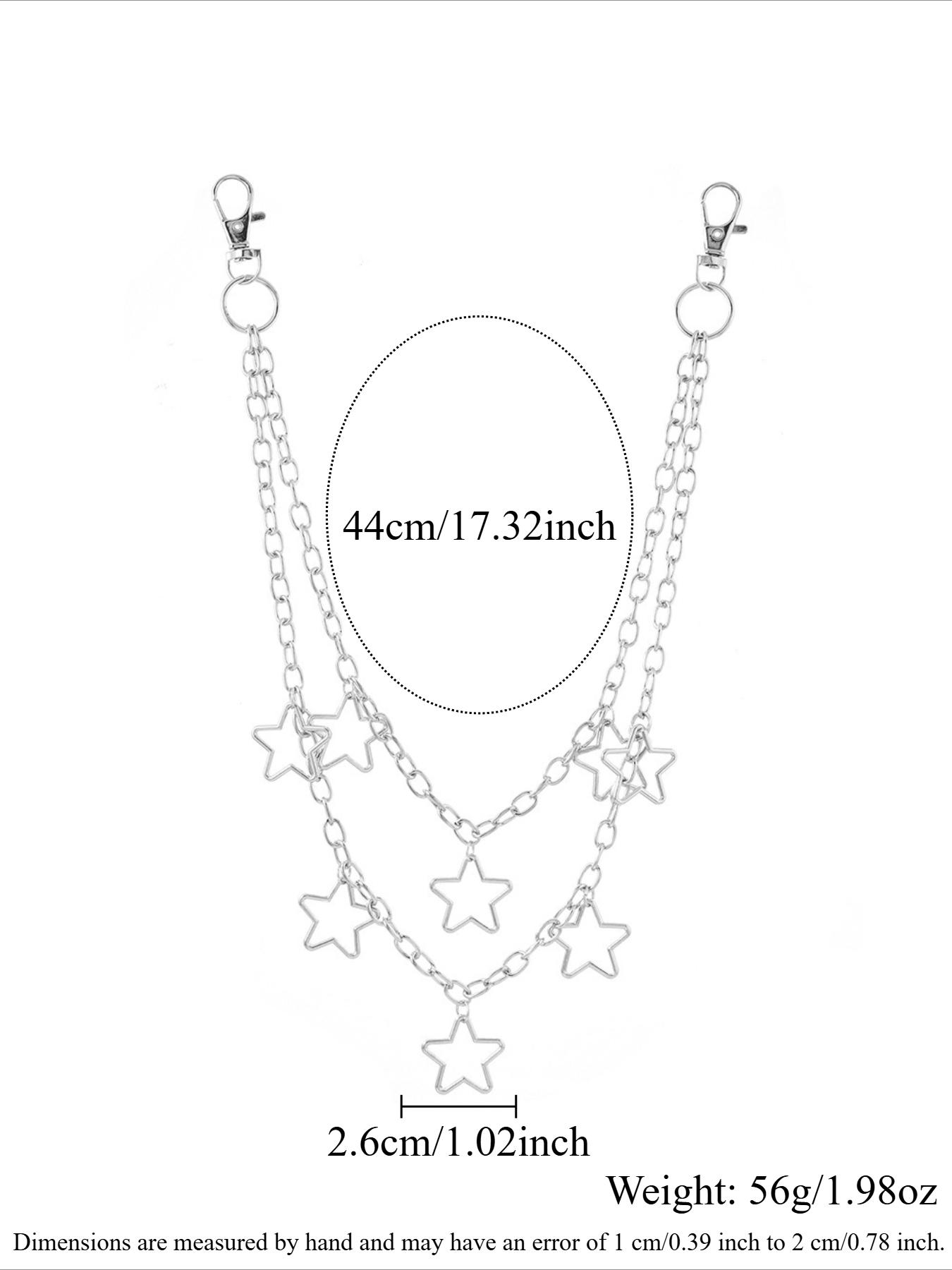 Punk Rock Metal Star Pendant Waist Chain, Unisex Street Dance Denim Accessory, Hip Hop Style for Men Women Daily Party Wear