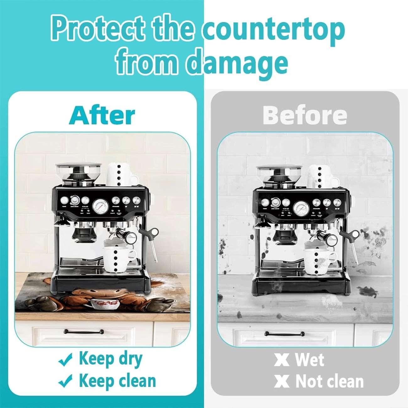 Multi-Functional Table Mat, Floral Grid Print Rubber Coaster, Easy Clean, Water Absorbent, Non-Slip, Durable, Ideal for Kitchen and Bedroom