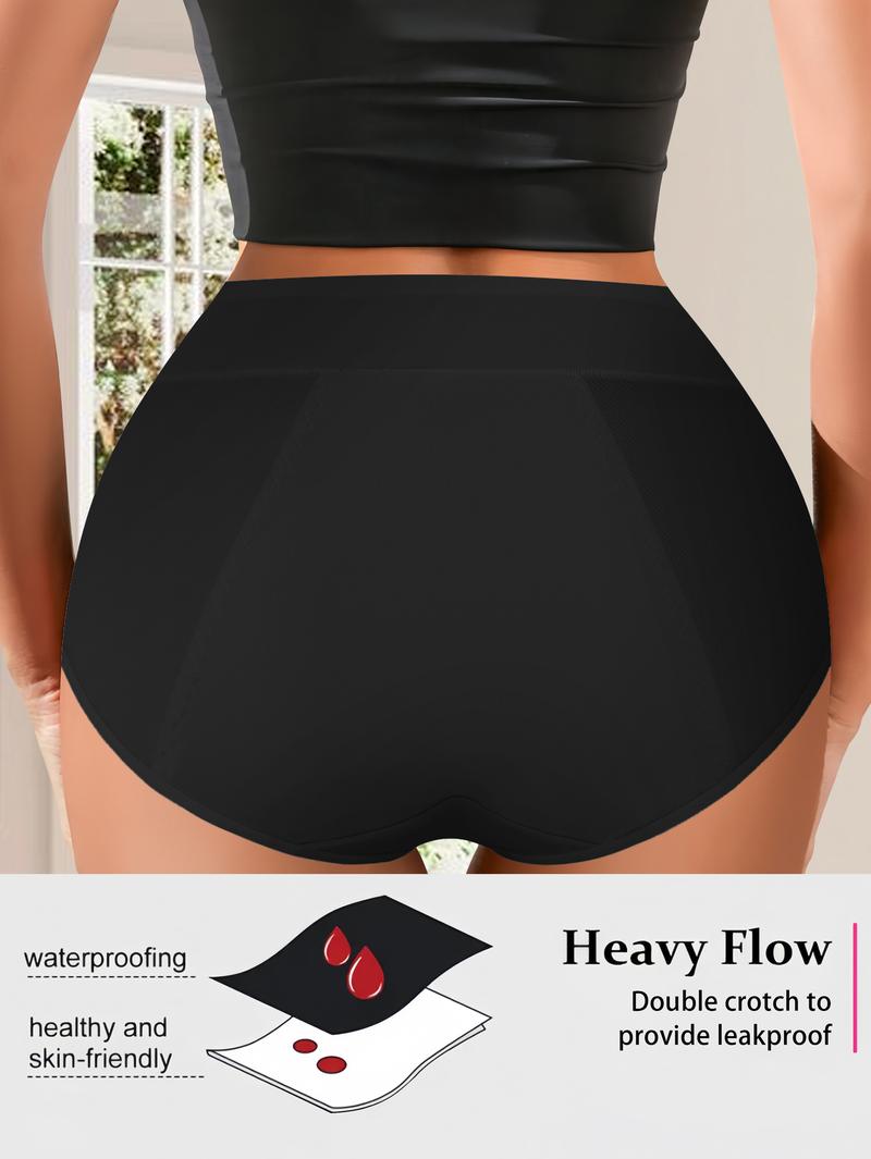 QUASTI 6 PCS Mid Waist Women'S Menstrual Pants, High Stretch Women Body Shaper Underwear, Solid Color Physiological Pants, Breathable Soft Stretchy Womenswear Briefs
