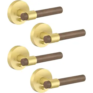 4 Pack  Brush  Door Handles, Indoor Solid  Heavy Duty Door Lever with Door Knobs for Bedroom or Bathroom, Door Handles Interior with Locks for Left Right Sided Doors