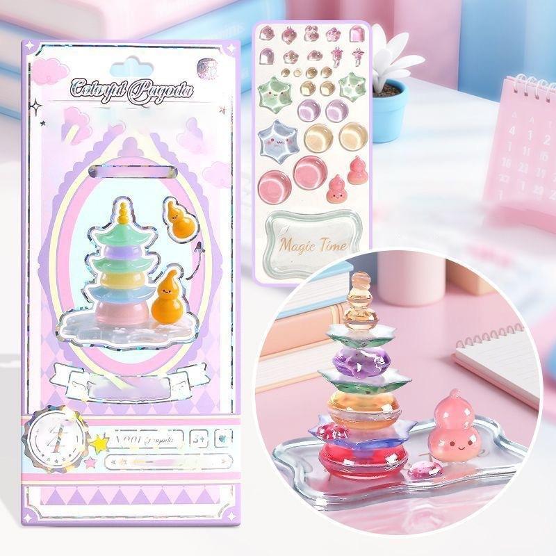3D Puffy Stackable Stickers, Kawaii Cartoon Embossed DIY Craft Sticker for Adults, Solid & Squishy