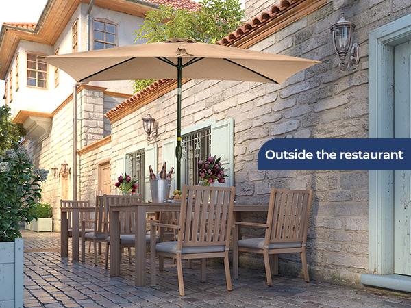 RoyalCraft 6.5 x 10FT Large Patio Umbrella, Outdoor Rectangle Umbrella with Aluminum Pole, Outdoor Table Market Umbrella with Crank, 6 Steel Ribs, Polyester Canopy for Patio Garden, Pool, Lawn, Backyard