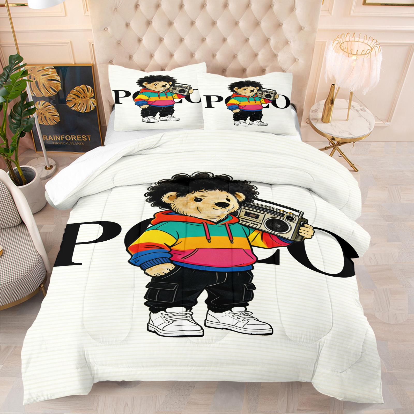 Bamboo Print Pattern Bedding Set, Includes 1 Quilt and 1 or 2 Pillowcases Without Pillow Inserts, Soft Bedroom Decor for Kids or Adults, Perfect Gift