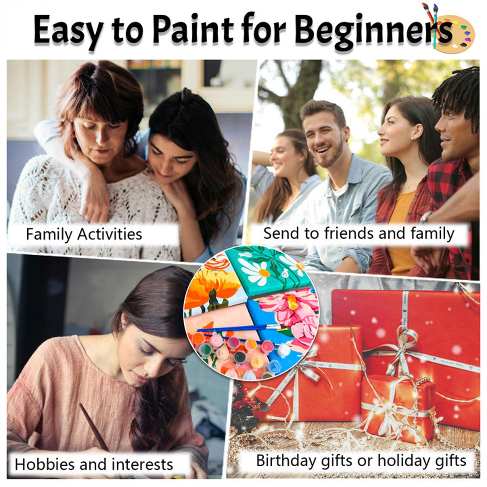 6pcs Paint By Numbers Kit for Adults Beginners - 8x12in / 20x30cm Color Canvas, Easy DIY Flowers Acrylic Painting Set - DIY Decorative Painting Wall Decor for Living Room and Bedroom, Creative Gift for Birthday, Mother's Day and Christmas, Without Frame
