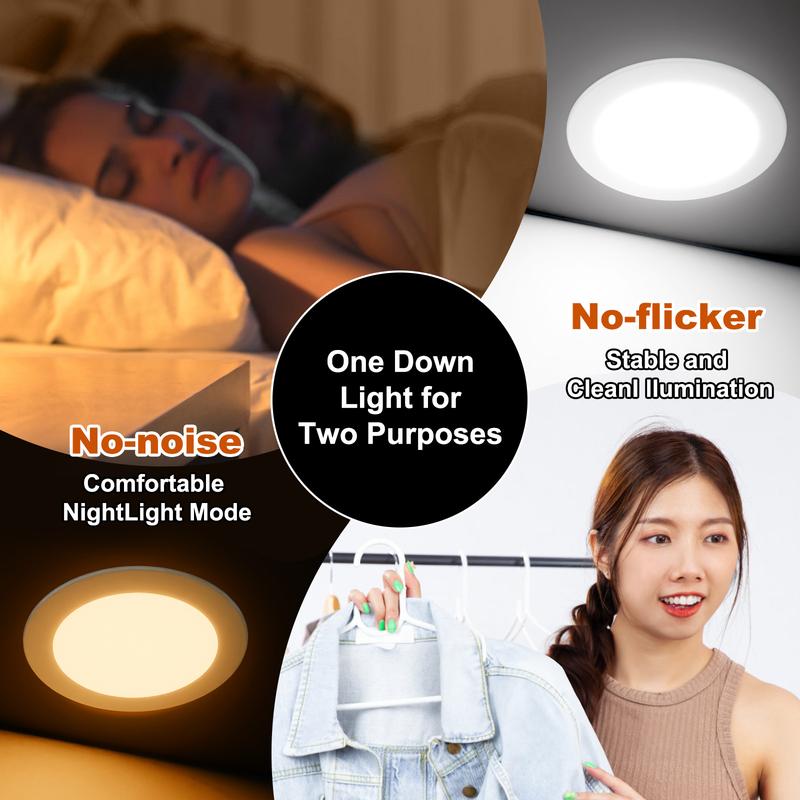 DAYBETTER 6 Inch 5 CCT Led Recessed Ceiling Light With Junction Box, 2700k/ 3000k/ 3500k/ 4000k/ 5000k, 1050lm, 12w Equivalent To 110w, High Brightness Dimmable Pot Light Downlight, Energy Star. DAYBETTER 6 Inch 5 CCT Led Recessed Ceiling Light With Junction Box, 2700k/ 3000k/ 3500k/ 4000k/ 5000k, 1050lm, 12w Equivalent To 110w, High Brightness Dimmable Pot Light Downlight, Energy Star.