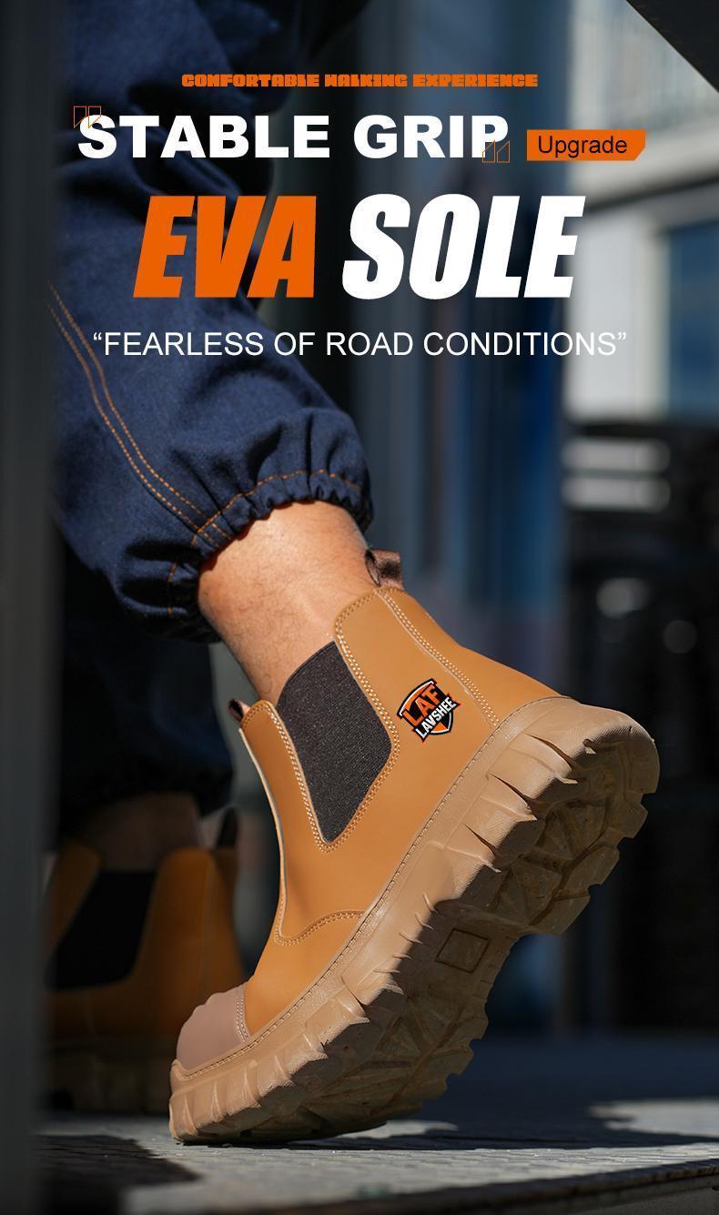 Brown Steel Toe Safety Shoes Unisex, Lightweight Anti Slip Work Shoes, Splash Resistant, Smash Proof and Puncture Proof for Kitchen, Restaurant and Food Service Work