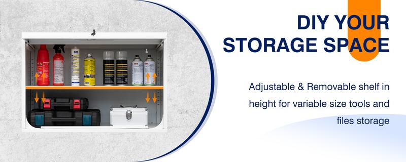 Letaya Metal Garage Wall Cabinet with Doors and Shelves, Wall Mounted Metal Storage Cabinet, Floating Garage Tool Cabinet for Garage, Basement, Kitchen, Warehouse
