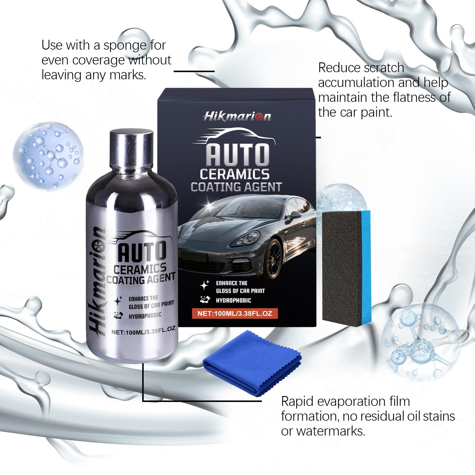 Ceramic Coating Agent (100ML), Car Body Paint Gloss Care, Coating Renewal Agent, Daily Cleaning, Includes Towel and Sponge, Non-Sponge Rubber, Unvulcanized, Automotive Coating Agent