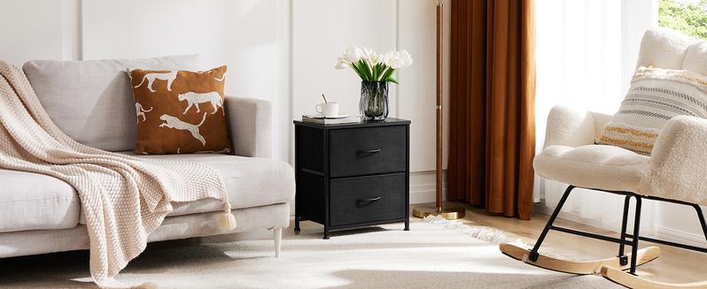 Nightstand Small Dresser with 2 Fabric Drawers Side Bedroom End Table Kids Bedside Storage Furniture for 20" Tall Night Stand for Closet, Entryway, College Dorm Nightstand Small Dresser with 2 Fabric Drawers Side Bedroom End Table Kids Bedside Storage Furniture for 20" Tall Night Stand for Closet, Entryway, College Dorm