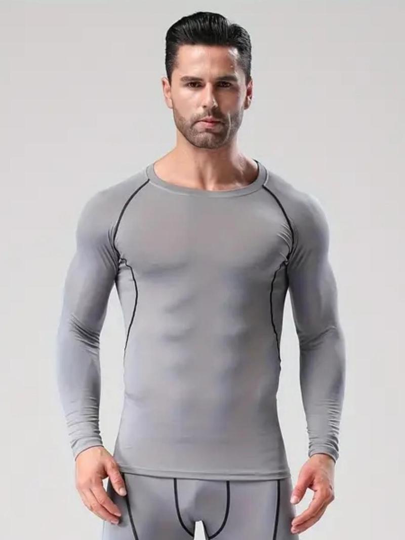 3 Pack Men's Slim Shape Top Sports Fitness Long Sleeve, Slim Tight Top, Comfortable Moisture Wicking Corset, Outdoorfun,Quick Drying and Breathable Outdoor Casual Fitness Riding Soccer Basketball T-Shirt Fathersdaygift