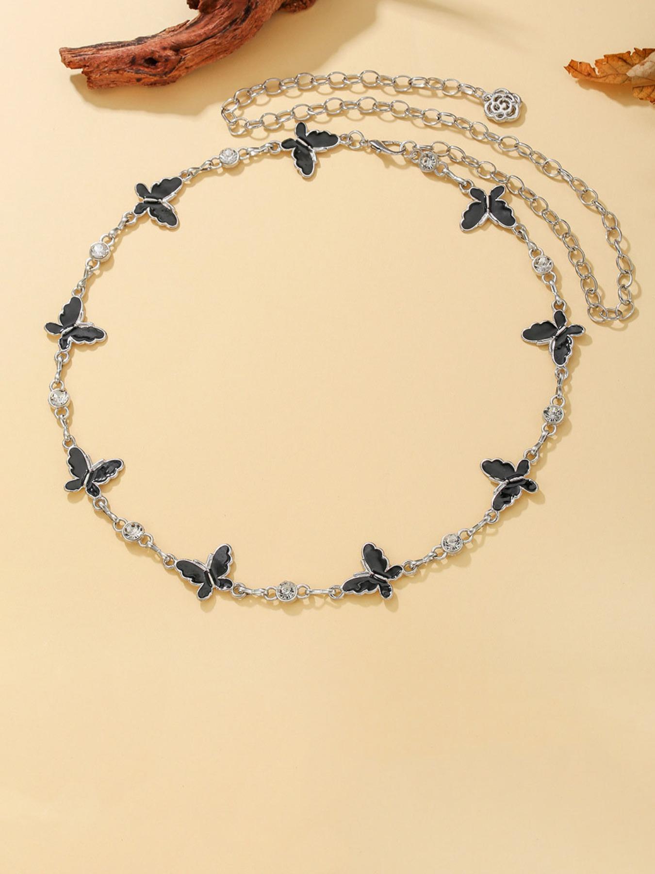 Sweet Cool Girl Butterfly Metal Chain Waist Belt, Fashion Minimalist Style, Unique Design Accessory, Cute Belt