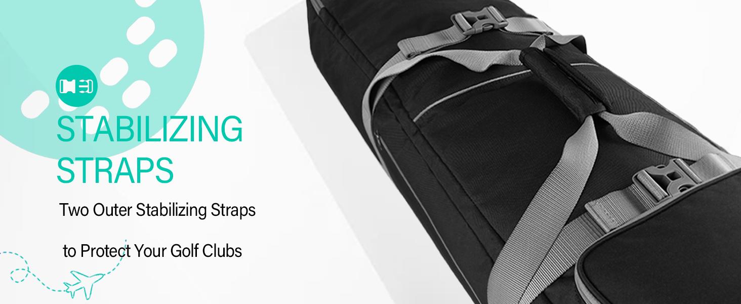 GoHimal Golf Travel Bag with Adjustable Support Rod, 900D Heavy Duty Oxford Fabric Golf Travel Case for Airlines with Wheels