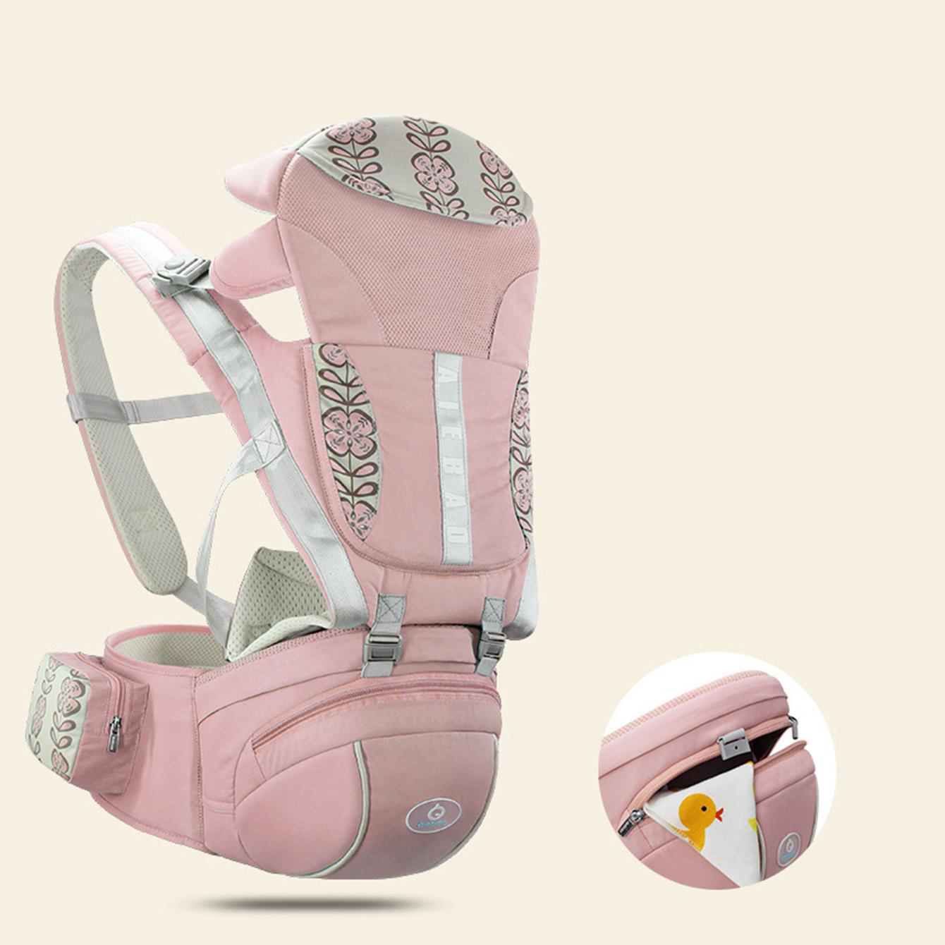 Multifunctional Baby Carrier with Waist Stool, Adjustable Front Carry Sling for Infants, Kangaroo Style Backpack for Newborns to Toddlers