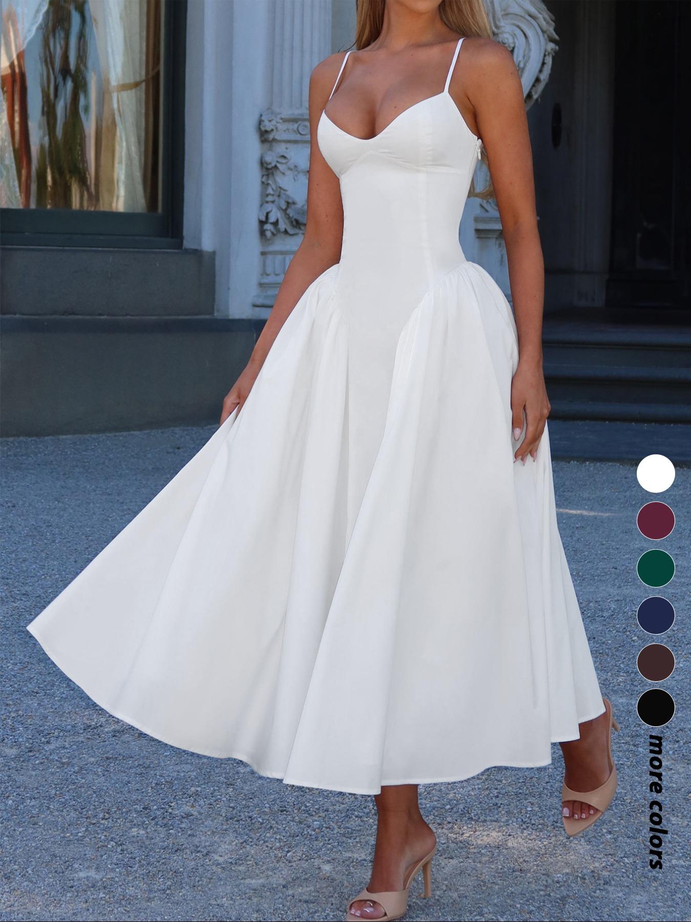 Pure Color Elegant Sleeveless Long Lady Summer Dress, Waist Cinched Design, Fitted Style, Plain Pattern, Perfect for Various Occasions, Formal Pure Color Elegant Sleeveless Long Lady Summer Dress, Waist Cinched Design, Fitted Style, Plain Pattern, Perfect for Various Occasions, Formal