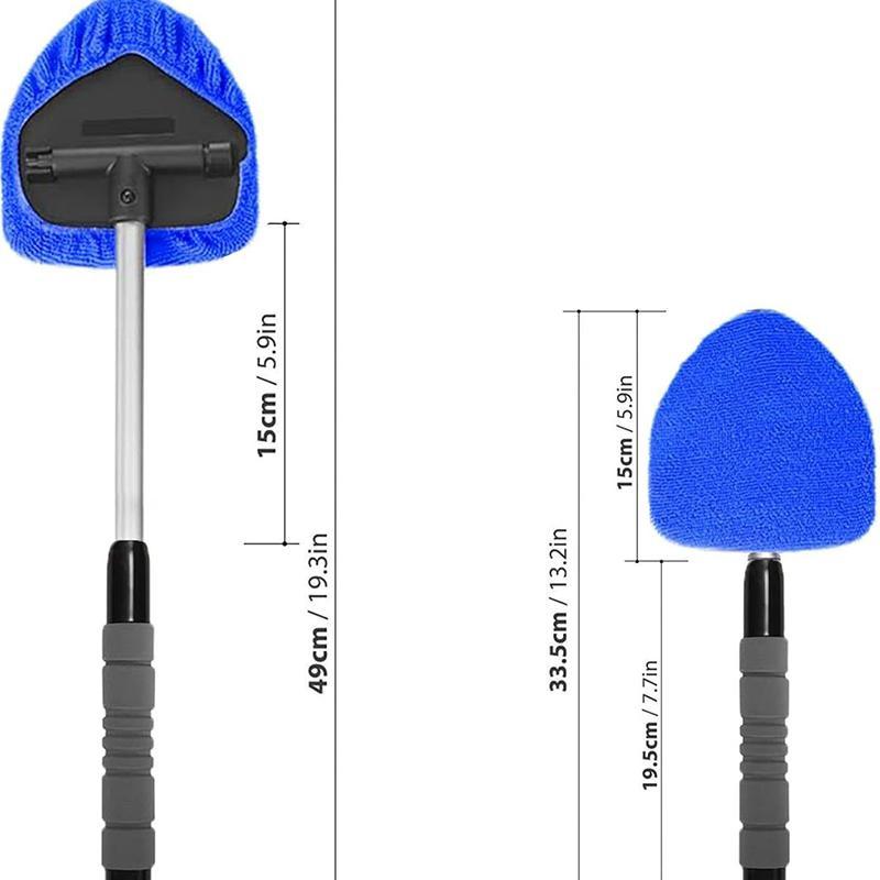 Windshield Cleaning Tool, Microfiber Car Window Cleaner with Extendable Handle, Includes 3 Reusable Washable Microfiber Pads