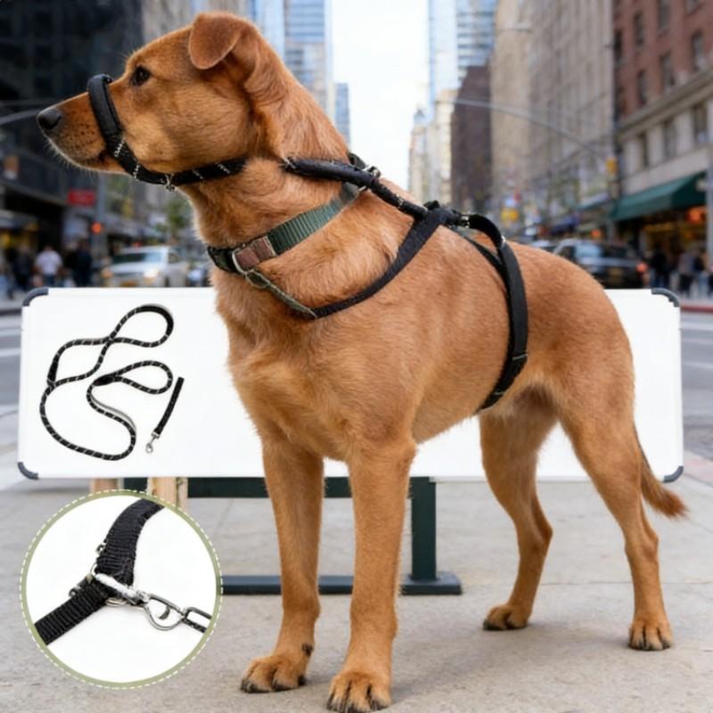 Adjustable Dog Muzzle with Handle, Safe Pet Muzzle for All Sizes