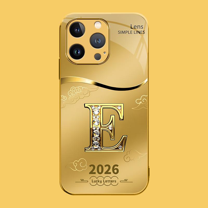 Suitable for [iPhone 13 Pro Max] high-end phone case🤩，choose from 26 letters of the English alphabet, each with an exquisite auspicious cloud pattern to bring you good luck YM99