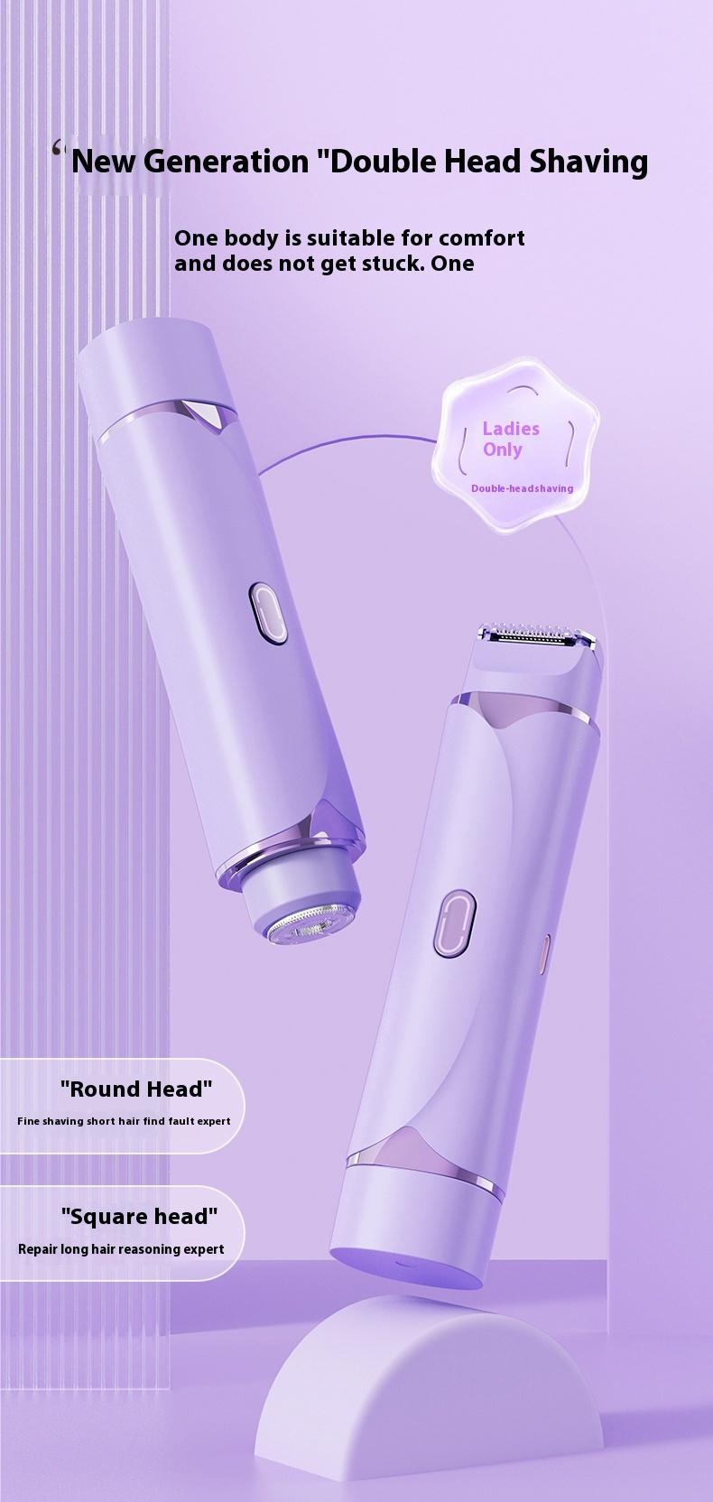 3D Floating Blade Electric Hair Remover & Bikini Trimmer for Women - Wet/Dry Use Body Legs Underarms - Dual Head Rechargeable Travel Size portable