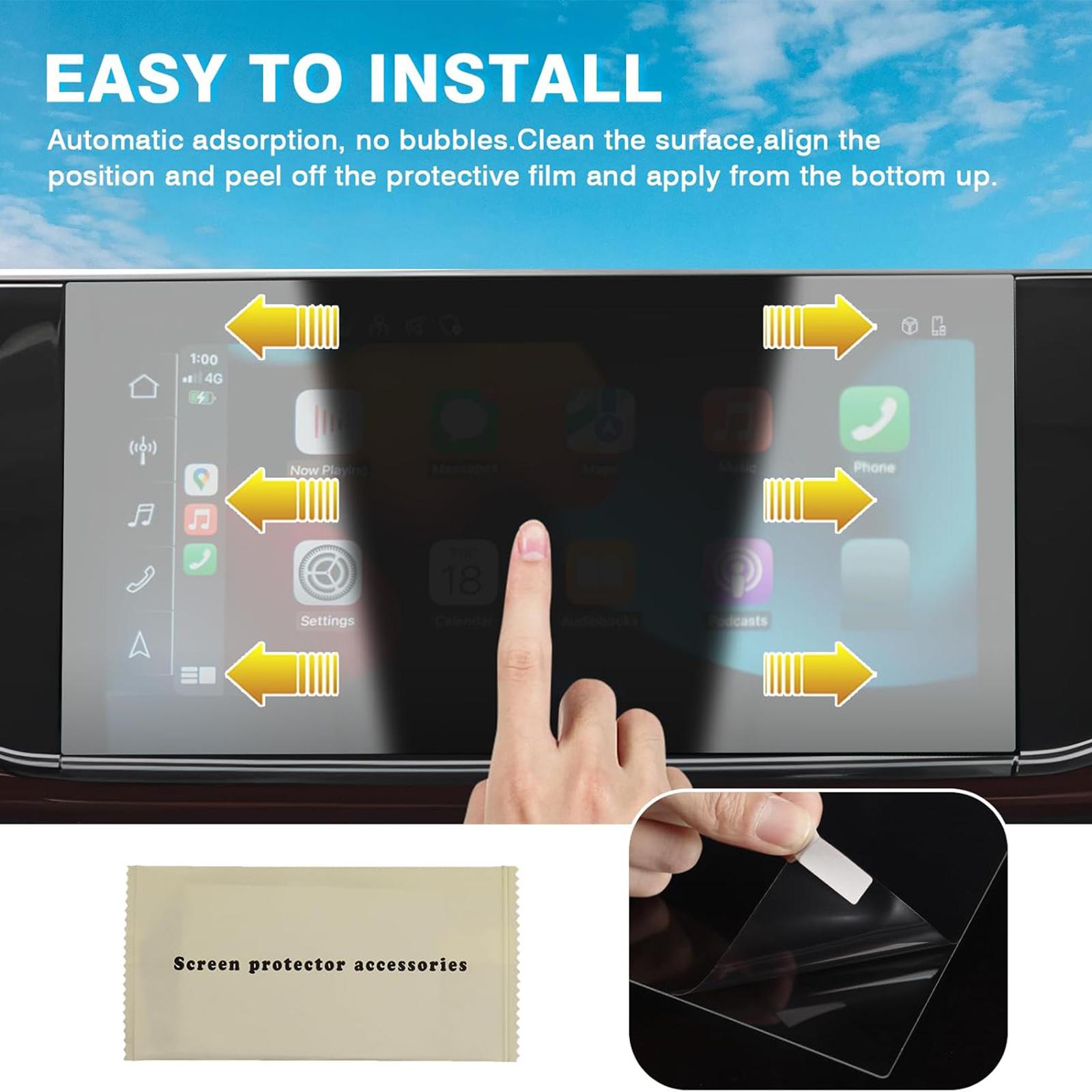 Canvcle 2 Pack Screen Protector for 2020-2025 Audi Q7 Q8 10.1-Inch Upper + 8.6-Inch Lower Screen, 9H Tempered Glass Screen Protector for Audi Q7 Accessories, Car Radio Screen Cover Anti Fingerprint Durable Protection