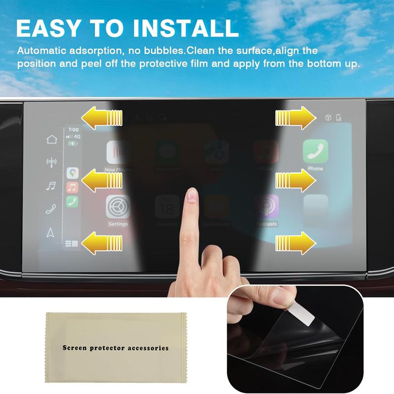 Canvcle 2 Pack Screen Protector for 2020-2025 Audi Q7 Q8 10.1-Inch Upper + 8.6-Inch Lower Screen, 9H Tempered Glass Screen Protector for Audi Q7 Accessories, Car Radio Screen Cover Anti Fingerprint Durable Protection