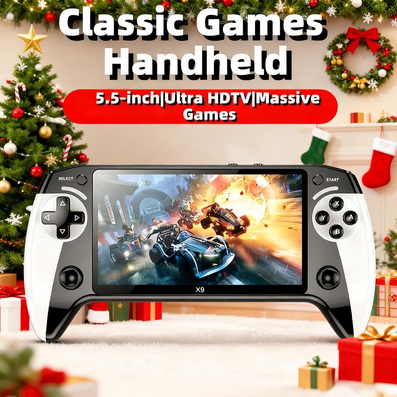 X9 Classic Game Console, Handheld Gaming Console, Supports 10 Retro Simulators, 5.5 Inch HD Screen, New Flagship Chip, Performance Boosted over 80%, Ideal for Nostalgic Gamers