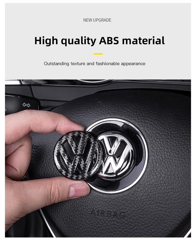 Car Steering Wheel Center Emblem ABS Logo Stickers, Sticker For Cars, Interior Accessories Ring Cover For VW Volkswagen Atlas Jetta Touareg Golf Polo GTI Taos Passat Tiguan Arteon Caddy Beetle Amarok Transporter