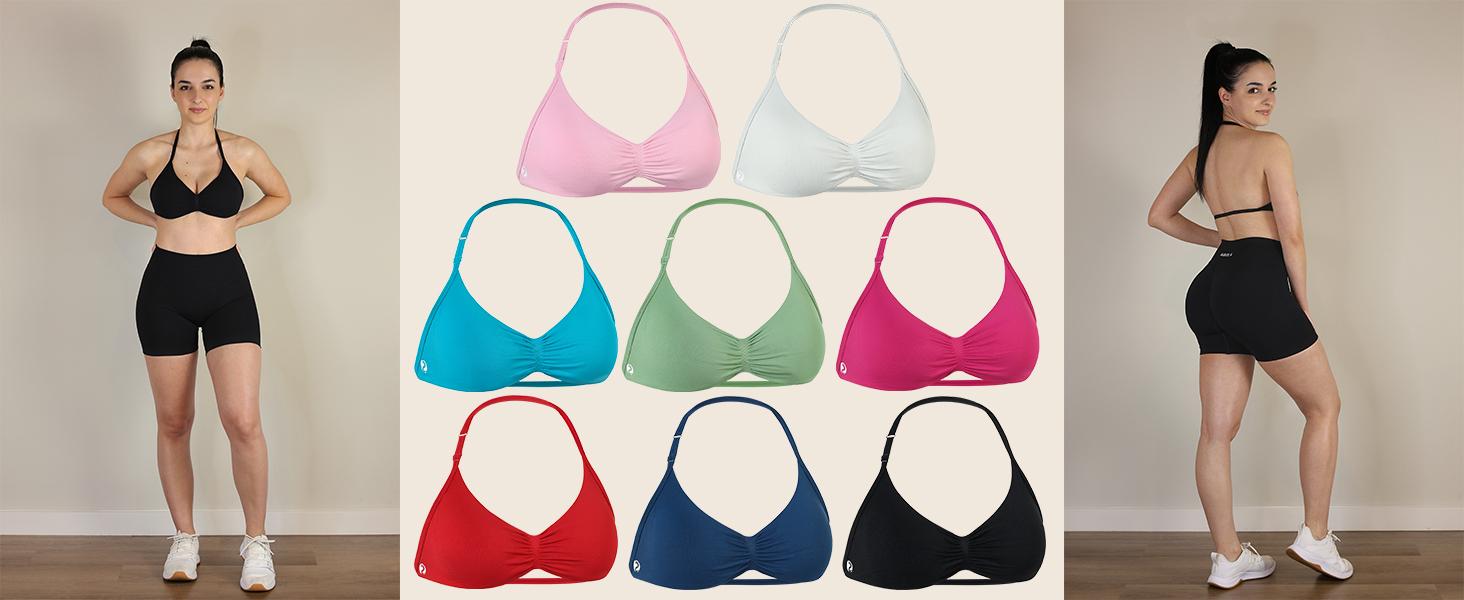 AUROLA Influence Adjustable Strappy Sports Bras for Women,Low Support Seamless Backless Padded Straps Impact Yoga Gym Workout Bra SpringStatements