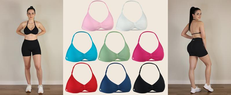 AUROLA Influence Adjustable Strappy Sports Bras for Women,Low Support Seamless Backless Padded Straps Impact Yoga Gym Workout Bra