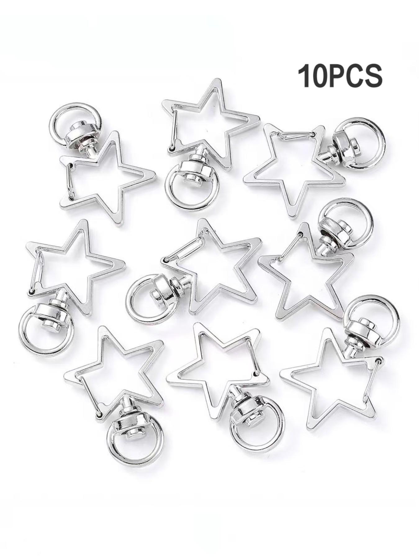 10pcs Metal Swivel Lobster Clasp Snap Hook, Key Rings, Star Shape Clasp, Durable & Versatile, Ideal for Jewelry Making & DIY Projects