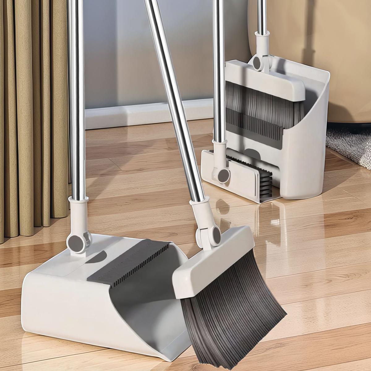 3in 1 Broom and Dustpan Set: Set - Efficient Broom and Dustpan Set and Floor Brush Heavy-duty Long-handled Broom for Indoor and Outdoor Cleaning