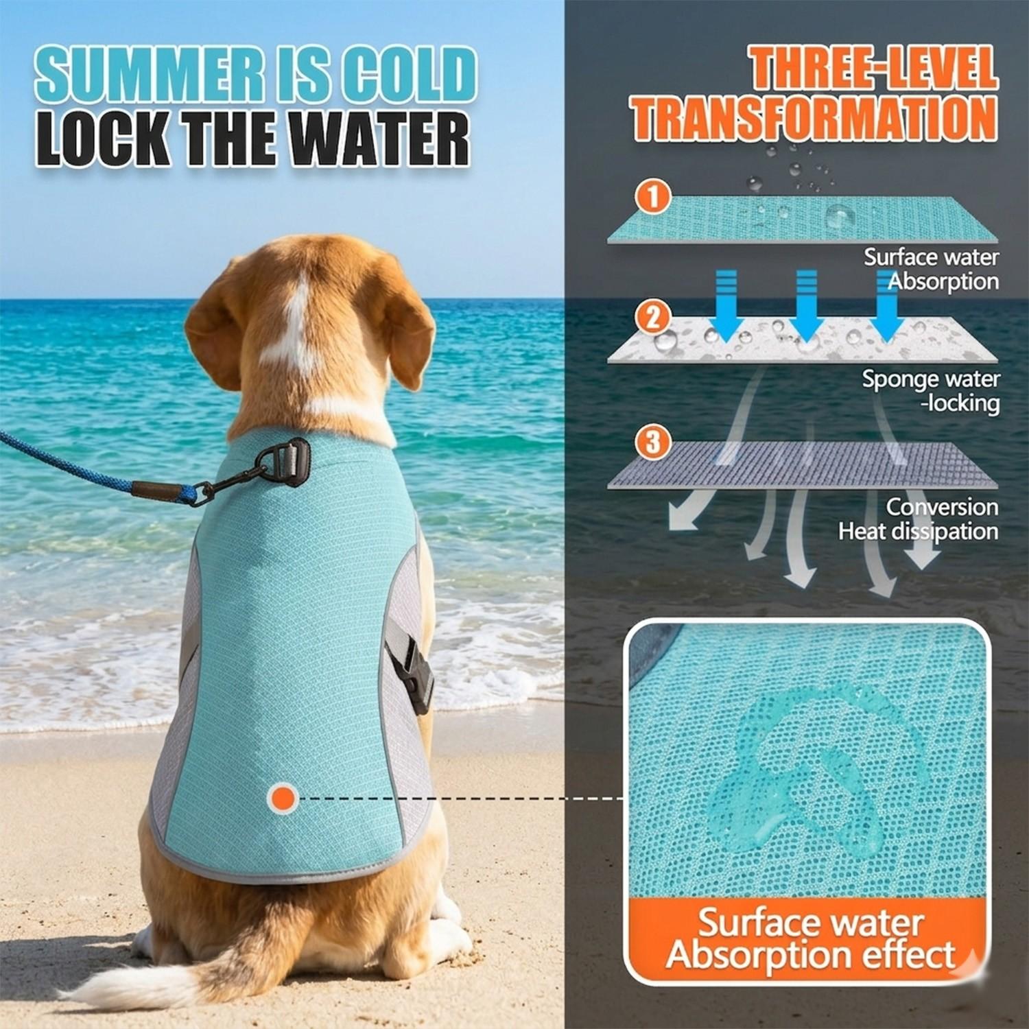 Sun Protection Dog Shirt / Quick-Drying Cooling Vest — Lightweight, Breathable, Sleeveless Vest with Reflective Strips; All-Season Pet Apparel Offering UV Protection for Summer; Suitable for Small, Medium, and Large Dogs—Ideal for Outdoor Hiking, Beach Ou