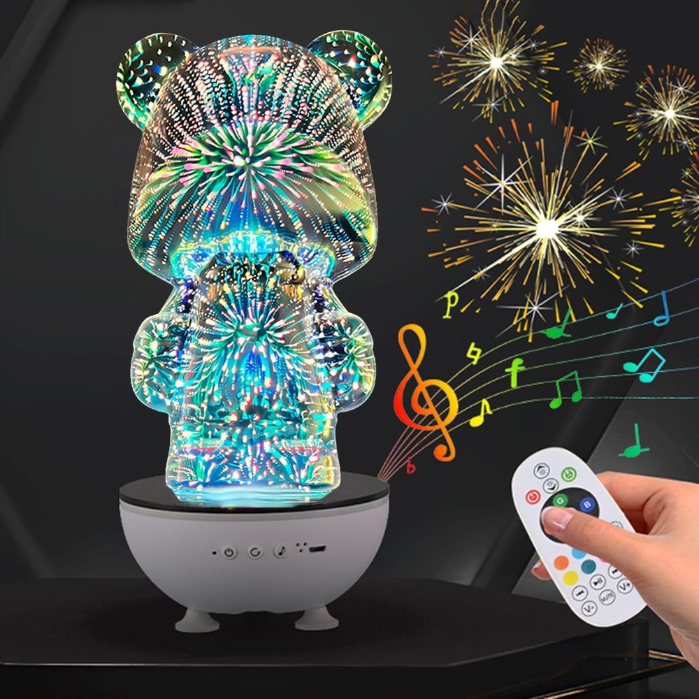 RGB Rotating Bear Speaker, Wireless Cutsie Light-Up Sound, Perfect for Bedroom, Office, and Gift Vibes, Enhance Your Space with Style