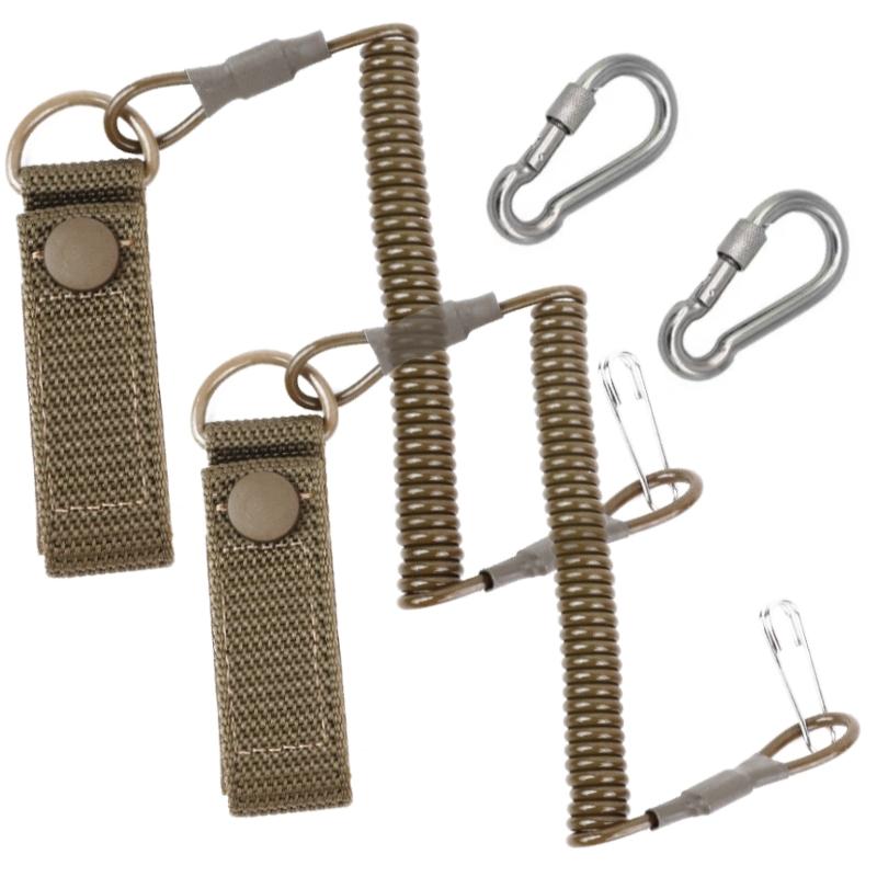 Spring Keychain Rope Set of Two with Carabiner, Adjustable Spring Rope for Hiking, Durable and Versatile Outdoor Gear Accessory