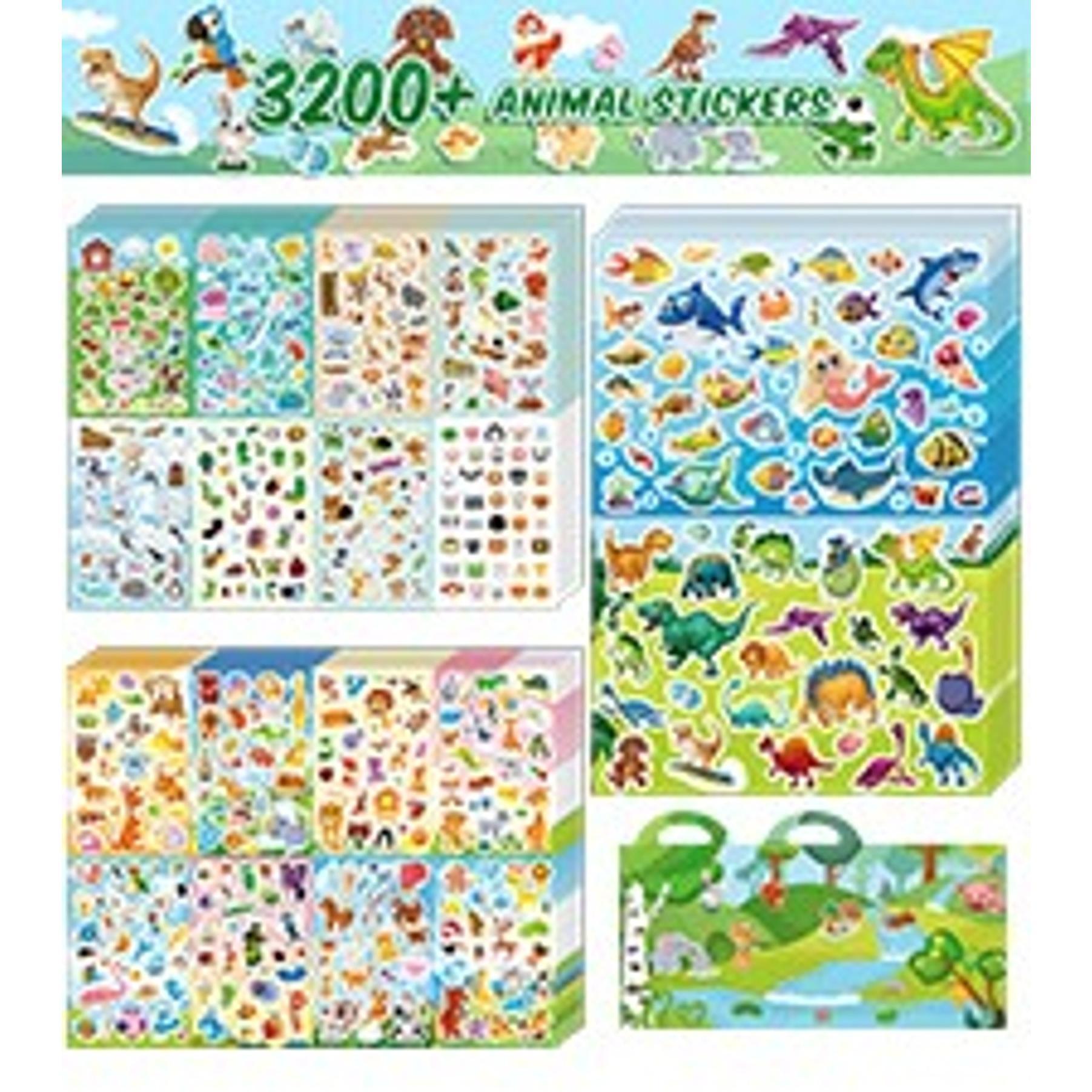 3200+ PCS Stickers for Kids, 102 Sheets Cartoon Animal Stickers for Toddlers, 18 Theme Reward Cute Stickers for School Teachers Students Parents, Scrapbook Journal Gifts Decor