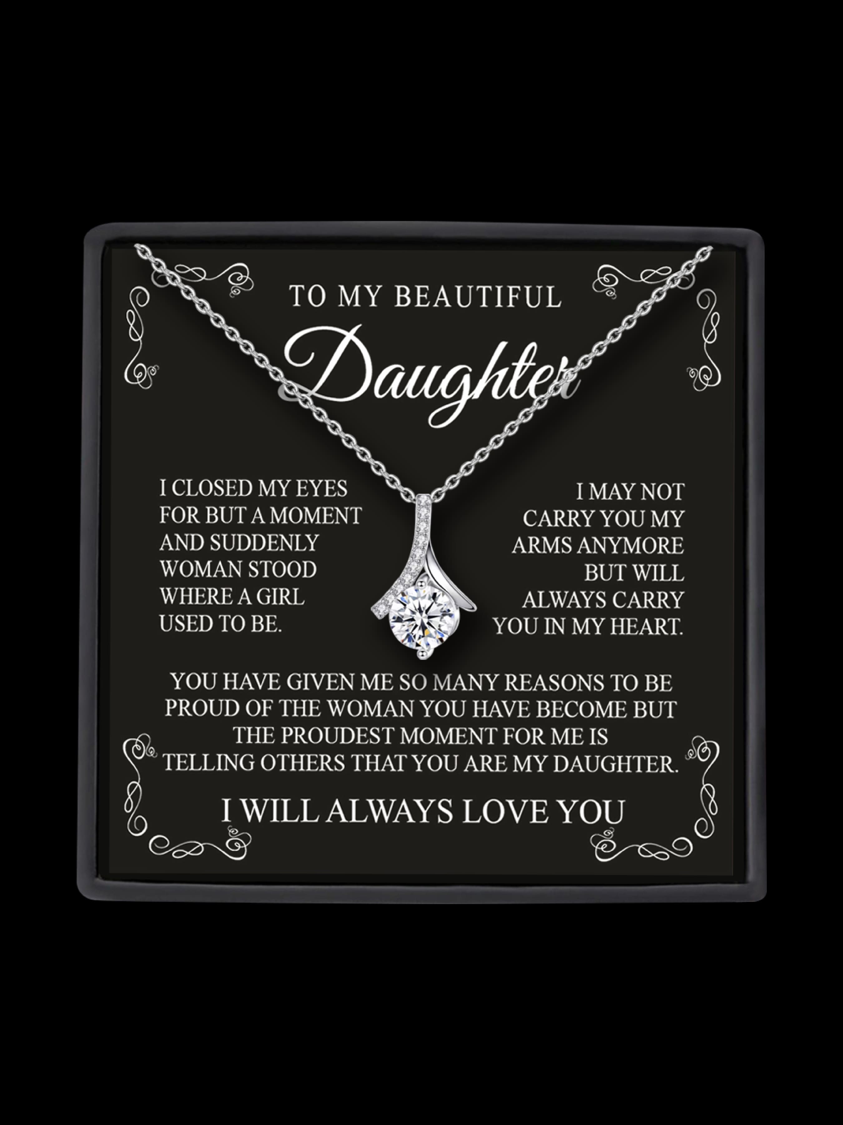 Mermaid Tail Zircon Pendant Necklace for Women, Lockbone Chain Gift Box with Blessing Card, Birthday Festival Present