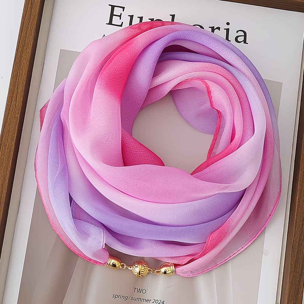 1 Piece Lightweight Rainbow Gradient Gold Ball Magnetic Scarf, Fashionable Shirt Accessory, All-Season Wear, Perfect Gift for Wife and Mother