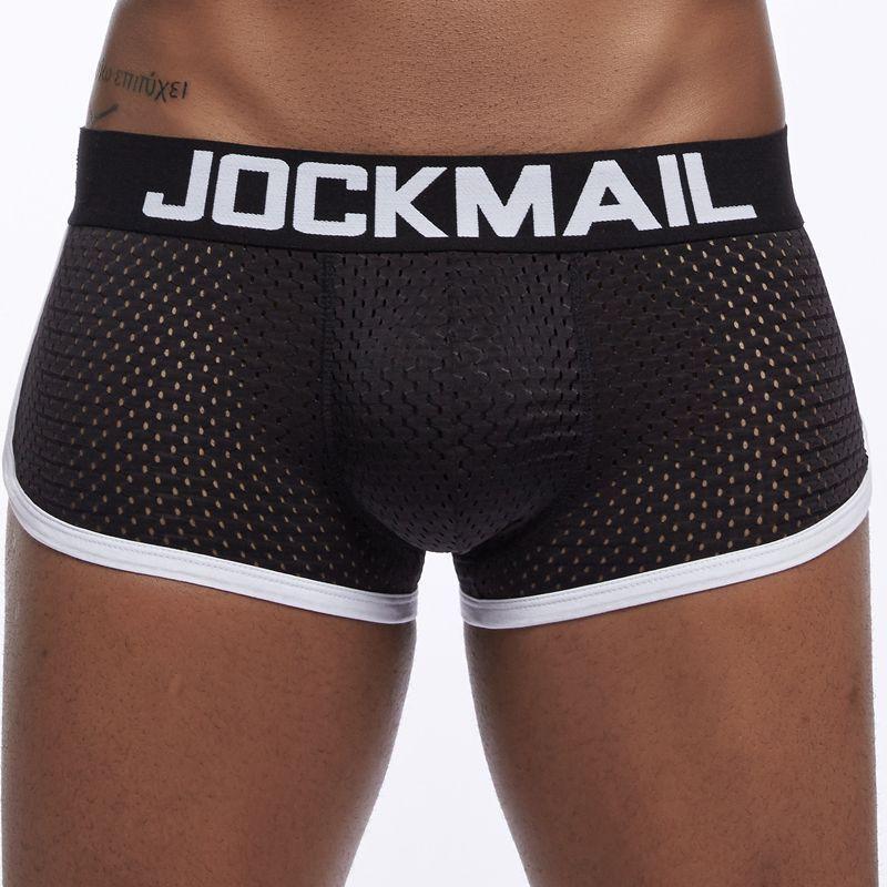 Boxer Mens Package and Butt Padded Underwear Enhancing Trunks Mesh Breathable with Hip-up Enhancing Removable Front and Hip Pads