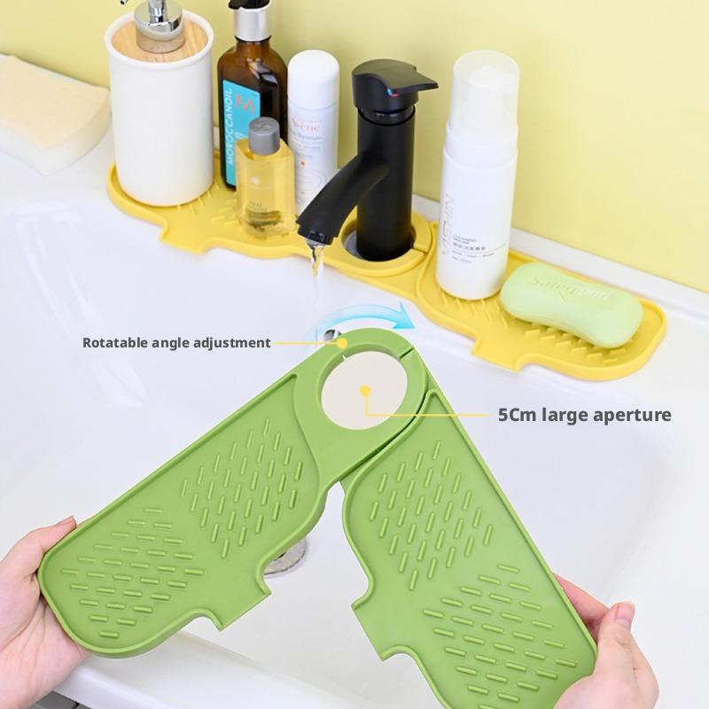 Silicone Drying Mat Sink Faucet and Countertop Organizer for Soap and Accessories