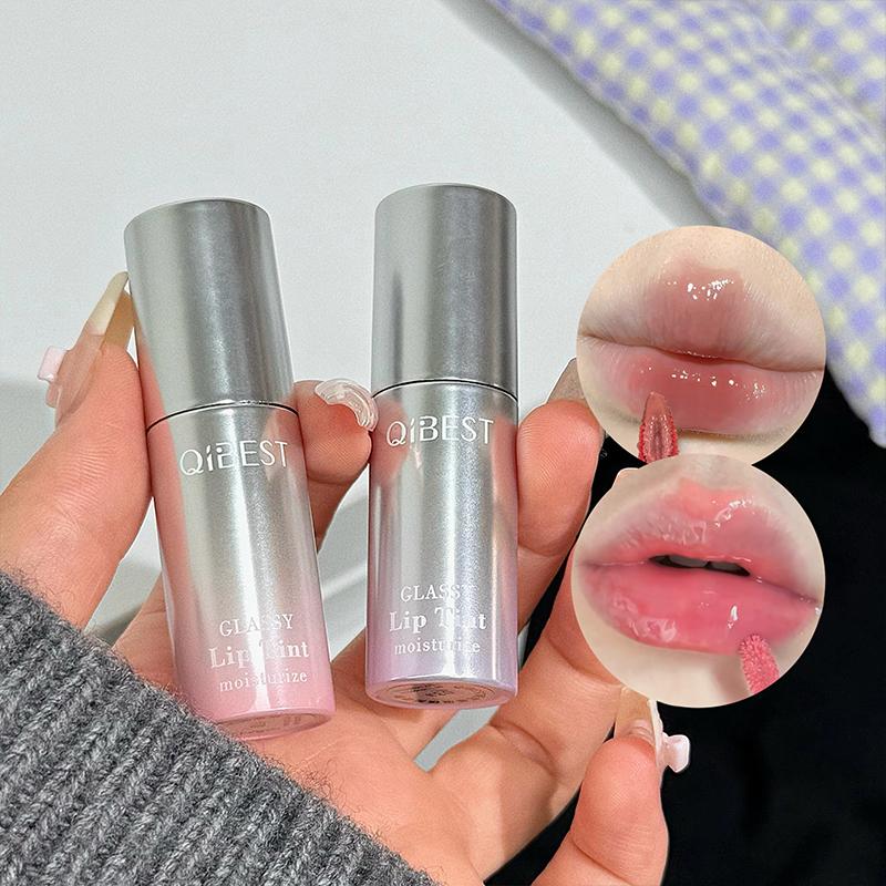 Rainbow Gradient Mirror Lip Gloss, Pure Desire Fruit Lip Highlighter, Pinkish Glow, Suitable for Mirror Makeup Effect, Long-Lasting, Formaldehyde Free