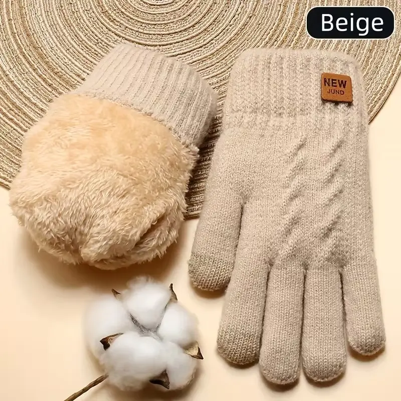Warm Fuzzy Lined Touchscreen Winter Gloves, Unisex Dual Layer Gloves for Running, Cycling, Outdoor Activities, Parties, Events, Thermal Insulated Gloves