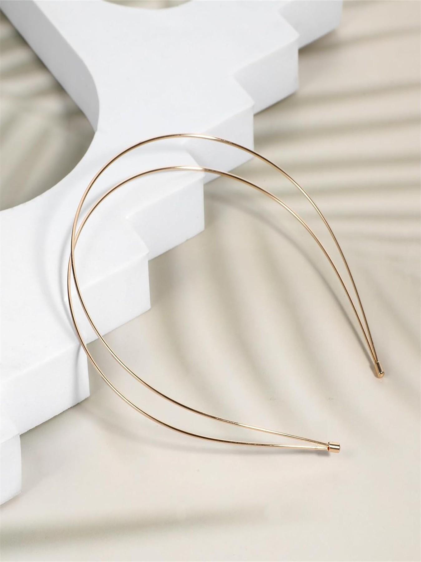 3 Pcs Thin Metal Headbands, Double-Layer Hairbands, Elegant Headband for Women, Bridal Wedding Party Accessories, Silver Color, Rose