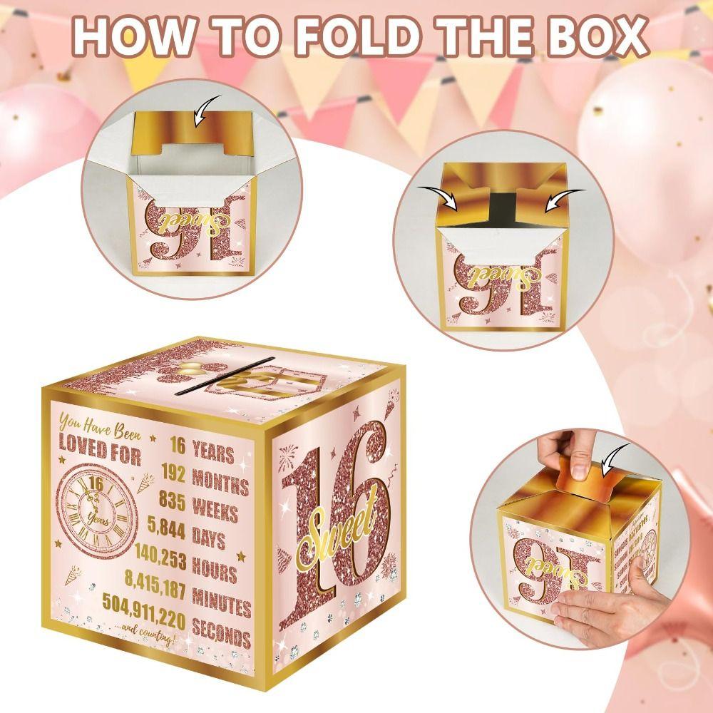 16th/18th Birthday Pull-Out Money Gift Box with Card Surprise Party Money Roll Gift Box Money Bouquet Interactive Design