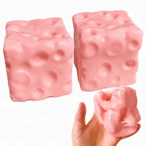 Petrolatum Filled Cheese Squishy Fidget Toy, Soft TPR Squeeze Cheese Block, Stress Relief Sensory Toy for Anxiety, Does Not Rebound After Squeezing, Squishy Toy for Teenagers & Adults, Novelty Gift