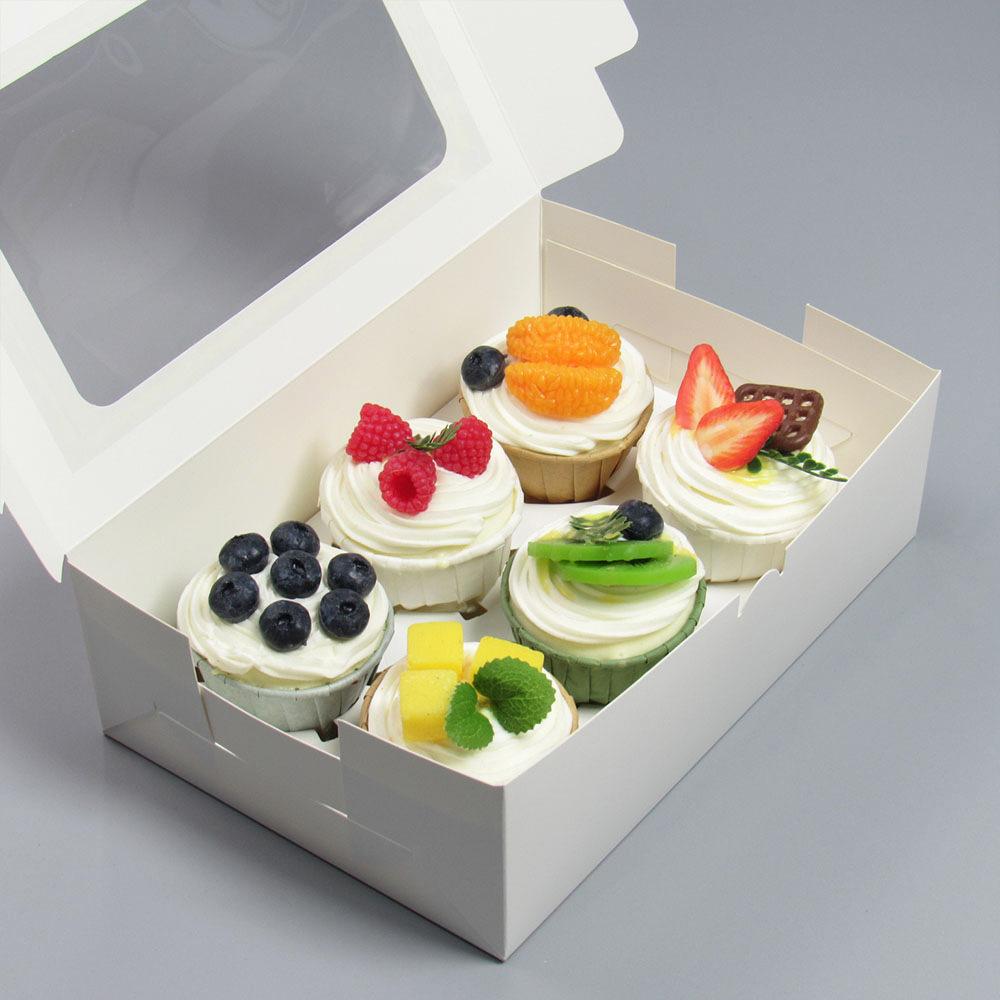 20/15/10/5/1pcs Minimalist White Paperboard Cupcake Packaging Boxes, 2/4/6 Pack Square Clear View Window Cupcake Holders.needoh.paper plates
